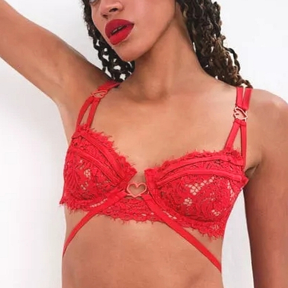 For Love And Lemons Other - For Love and Lemons Rosa Red Lace Underwire Bra Medium